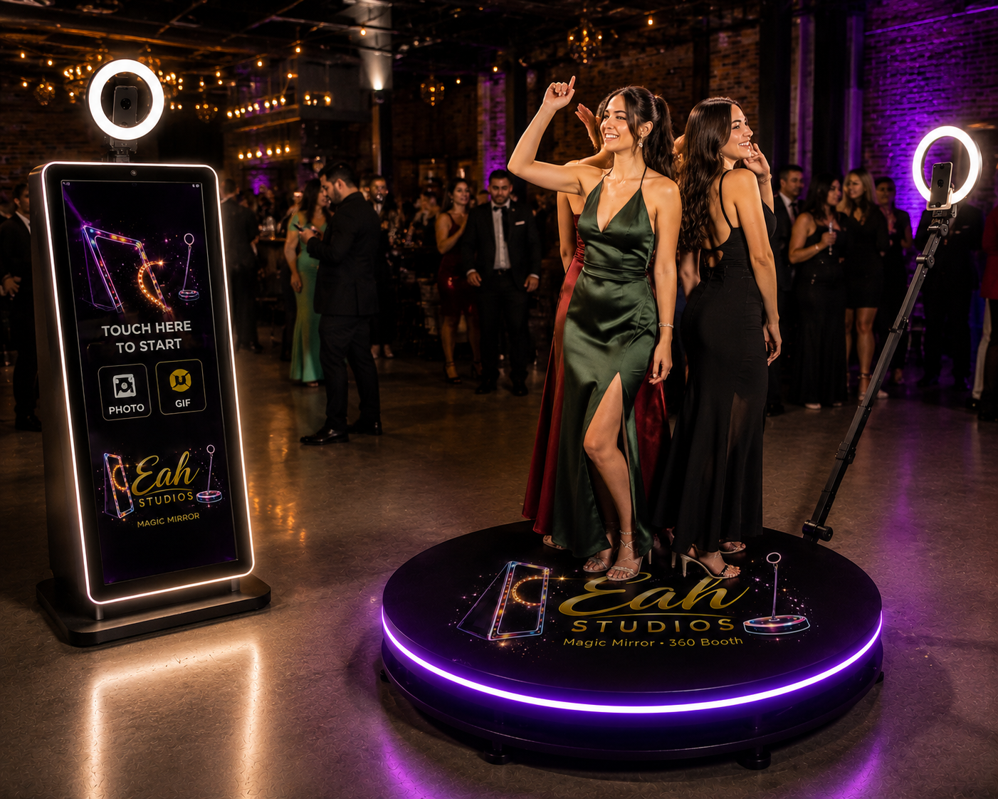 🥇 Gold Magic Mirror + 360 Booth Package photo booth hire Ireland